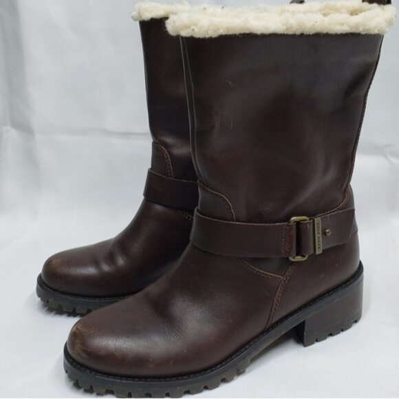 Cole Haan Champion Brown Leather Waterproof Zip Up Boots Women's Size 6B - Picture 16 of 16